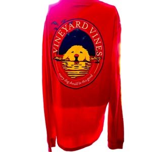 Vineyard Vines Red Long Sleeve Every Dog Should Be This Good Size Medium